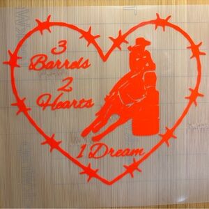 Red Rodeo Heart Car Decal
